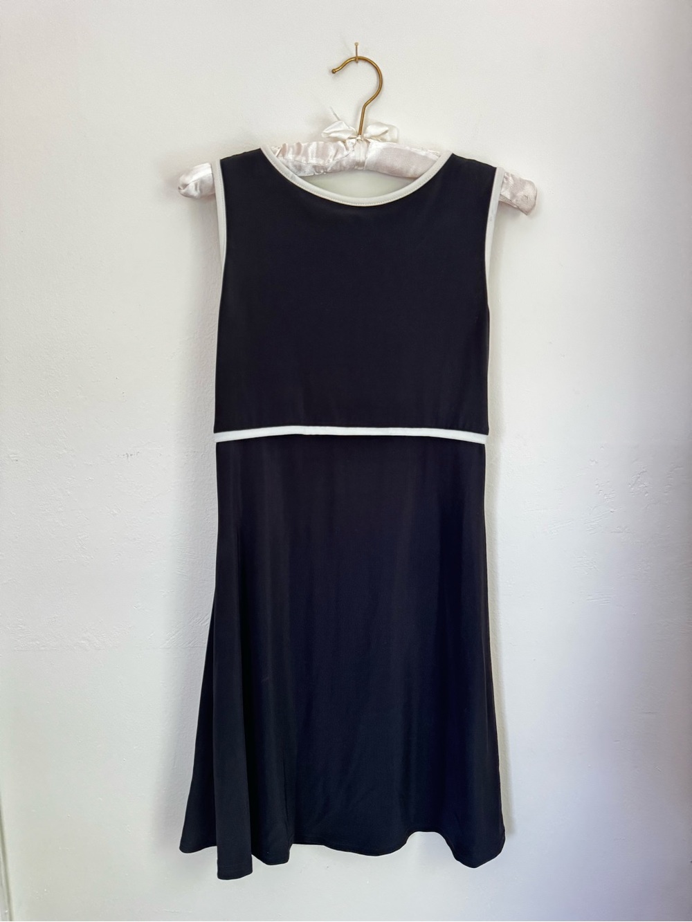VTG Black Sleeveless A-Line Dress with White Trim